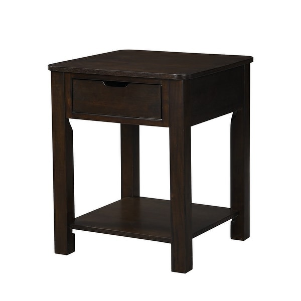 Square MDF End Table with Drawer in Dark Brown