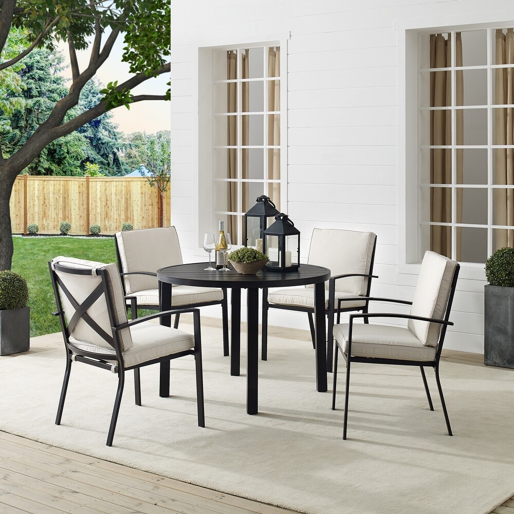 Kaplan 5Pc Outdoor Metal Round Dining Set  Table   4 Chairs