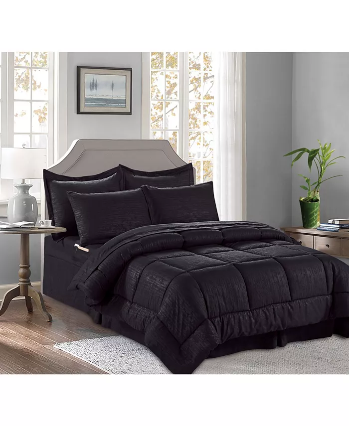 Elegant Comfort Bamboo Pinted 6 Pc. Comforter Set， Full Queen