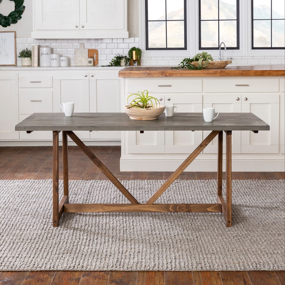 Middlebrook Solid Wood 72 inch Farmhouse Trestle Dining Table