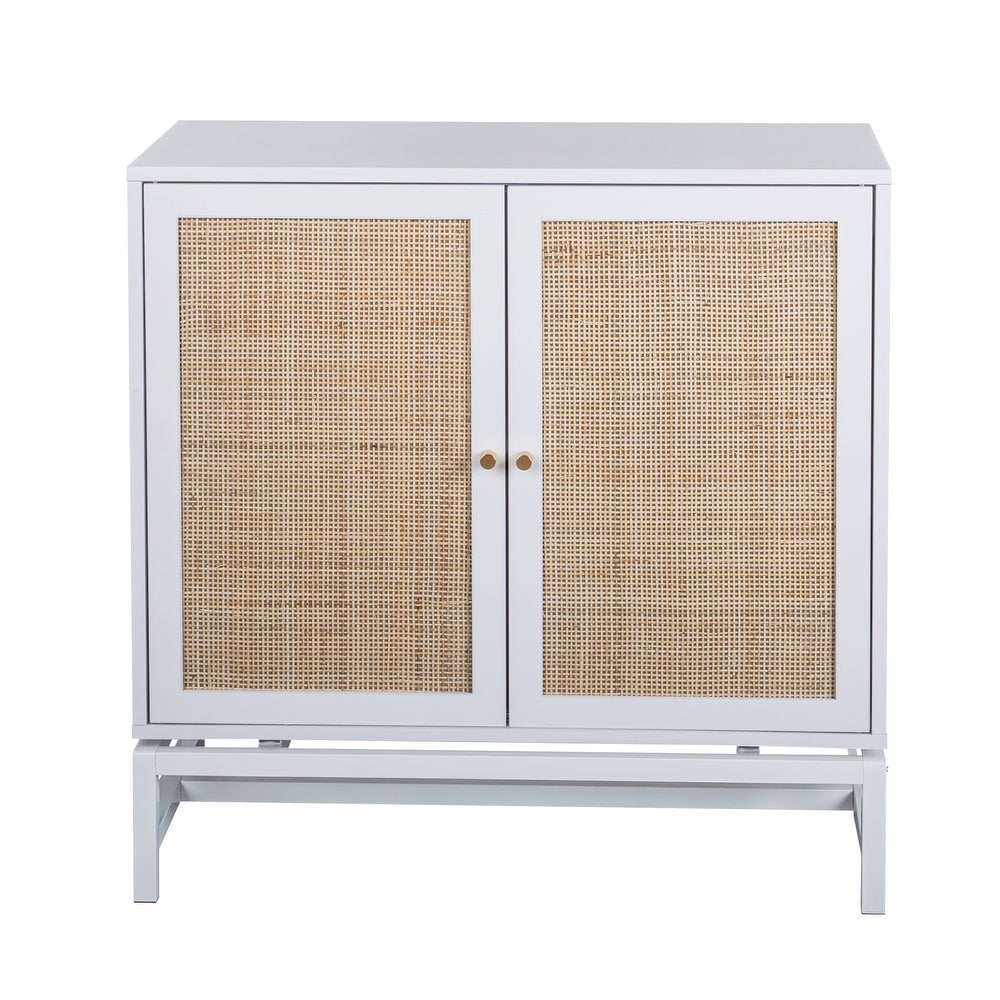 Natural Rattan Accent Storage Cabinet with Adjustable Inner Shelf   32\