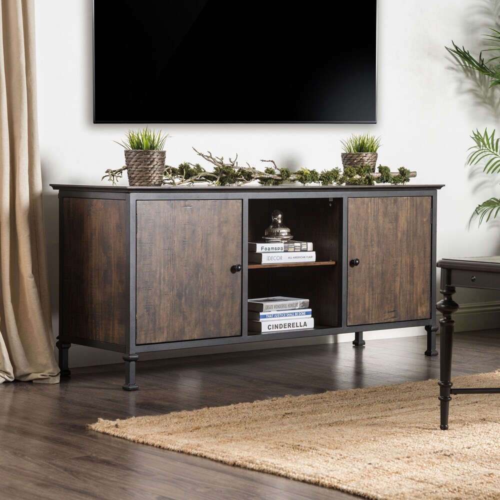 TV Stand With Two Doors  Medium Weathered Oak