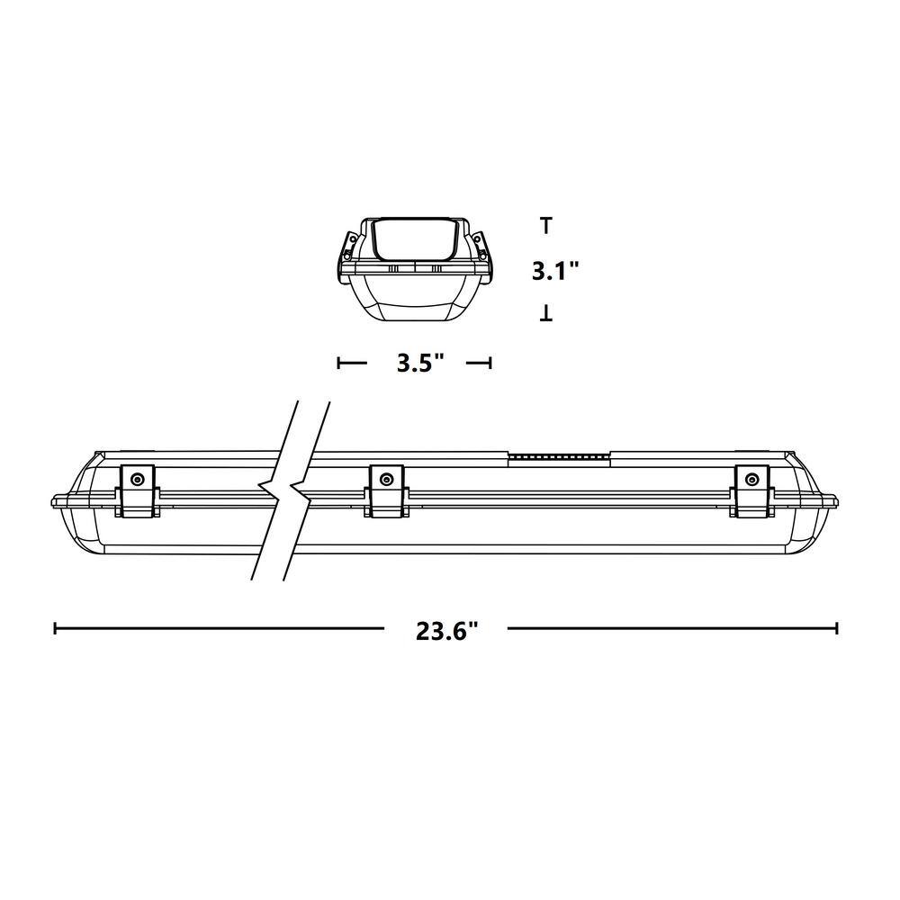 NICOR VT3(v2) 2 ft. 150-Watt Equivalent Integrated LED Light Grey Vaportite Strip Light Fixture 5000K VT3202SUNV50