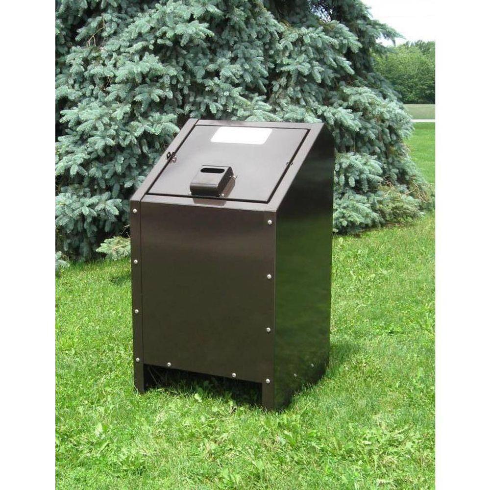 Paris 34 Gal. Metal Animal Proof Trash Can in Brown 461-311-0002