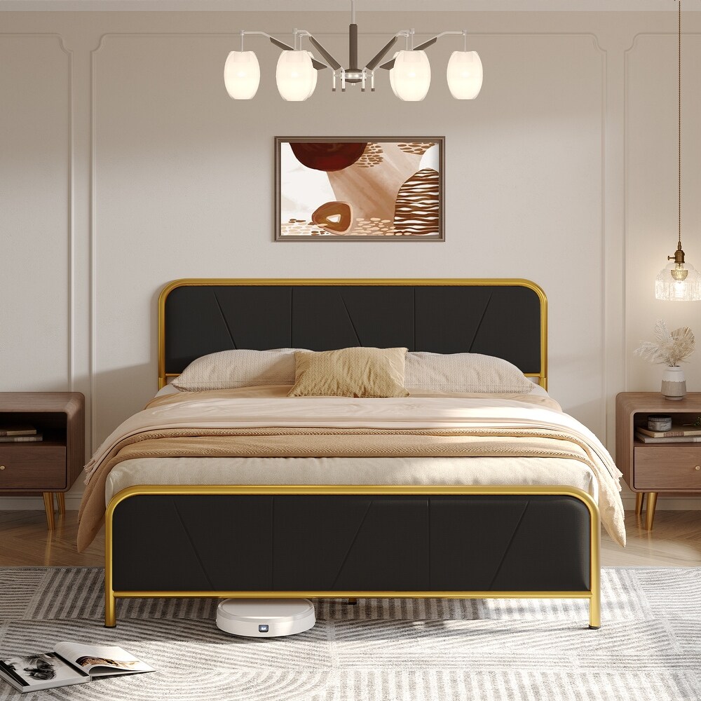 Platform Bed Frame Full/ Queen Size with Headboard