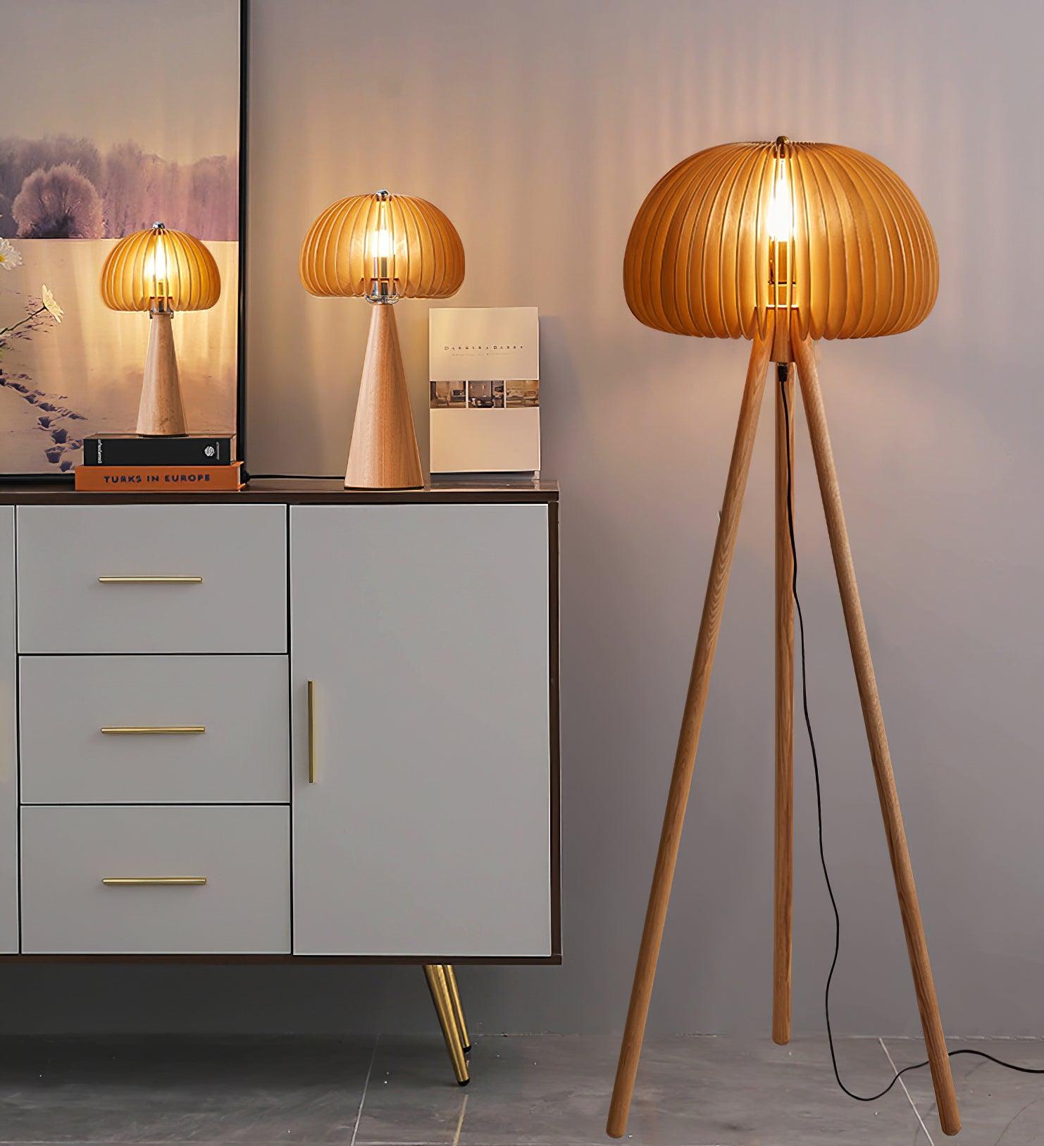 Wooden Pumpkin Floor Lamp