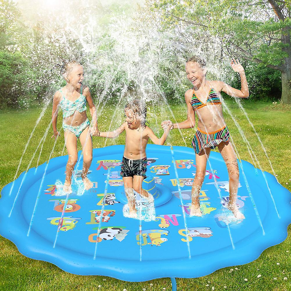 Inflatable Mat Children Outdoor Grass Playing Water Game Alphabet Mat Sprinkler Mat Sprinkler Play Mat Water Toy Light Blue