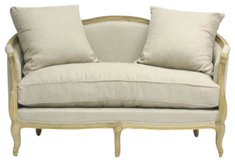 Maison Settee  Natural Linen   French Country   Loveseats   by HedgeApple  Houzz