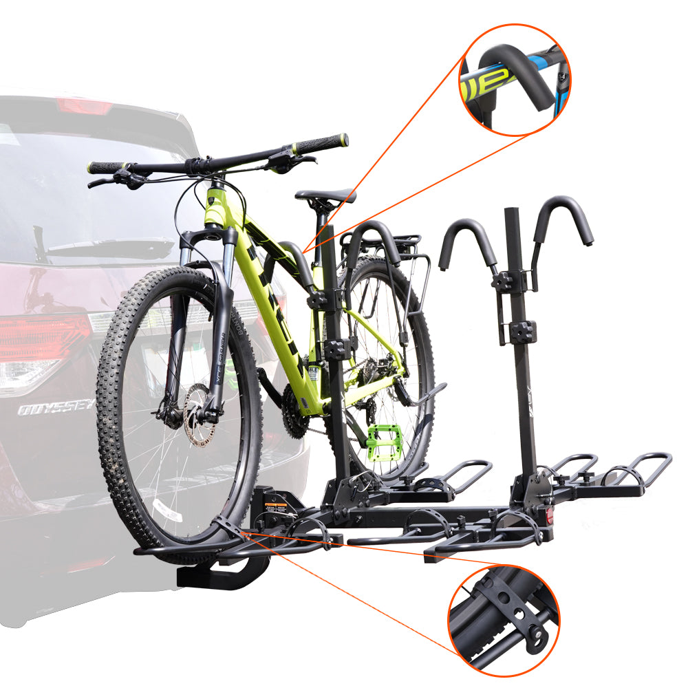 BV 4-Bike Rack Hitch Mount For Car SUV Trunk Bicycle Platform Carrier Max 140LBS With 2