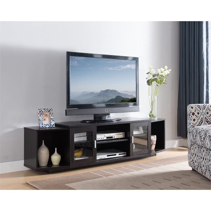 Furniture of America Vinnie Modern Wood 72 Inch TV Stand in Cappuccino   Transitional   Entertainment Centers And Tv Stands   by Homesquare  Houzz