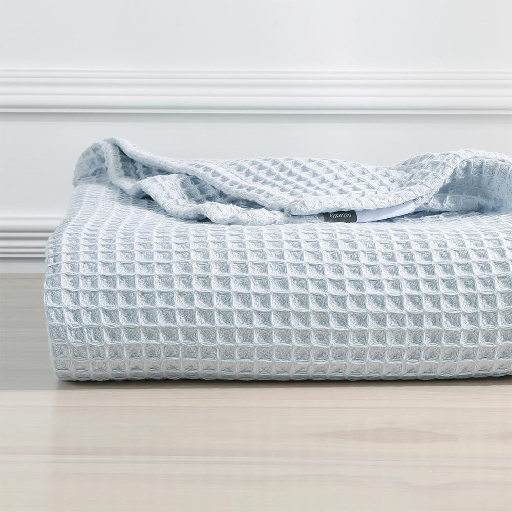 Berkshire Blue Organic Cotton Waffle Blanket Twin