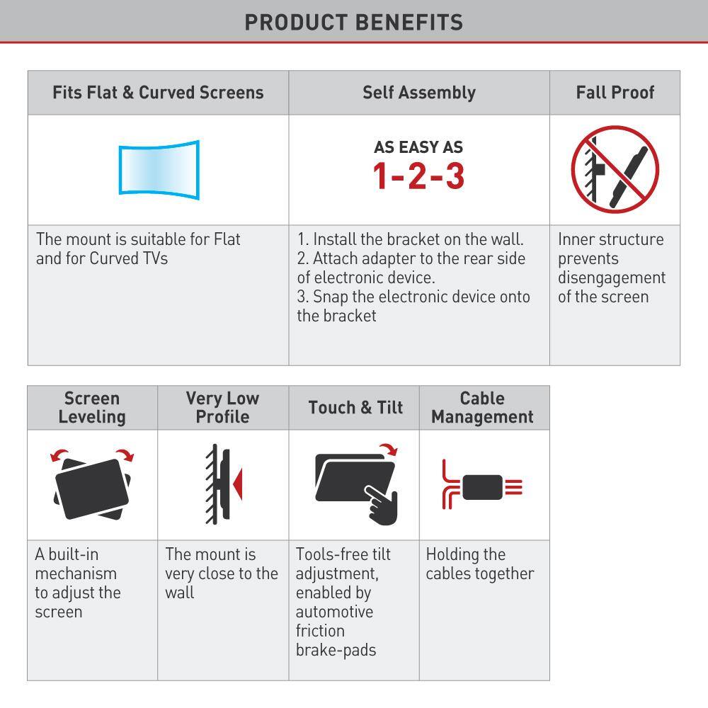 Barkan a Better Point of View Barkan 13 in to 29 in Full Motion - 4 Movement Flat  Curved TV  Monitor Wall Mount up to 33 lbs UL certified E140.B