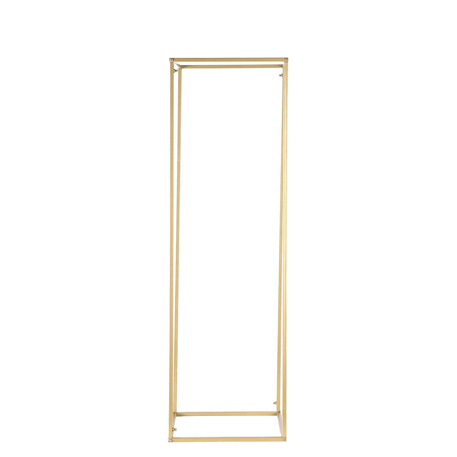 2 Pack Rectangular Gold Metal Wedding Flower Stand, Geometric Column Frame Centerpiece 40