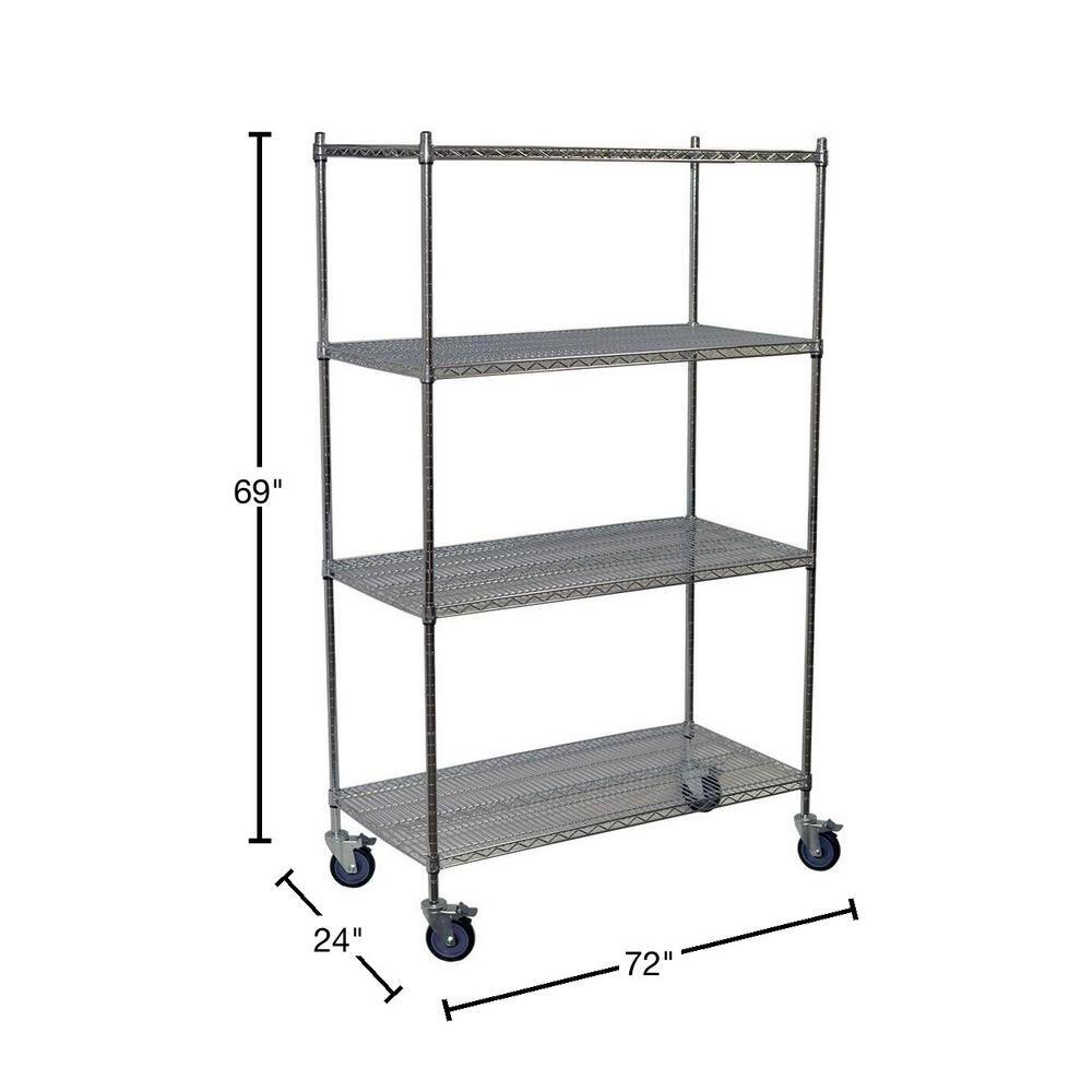 Storage Concepts Chrome 4-Tier Steel Wire Shelving Unit (72 in. W x 69 in. H x 24 in. D) WCC4-2472-63