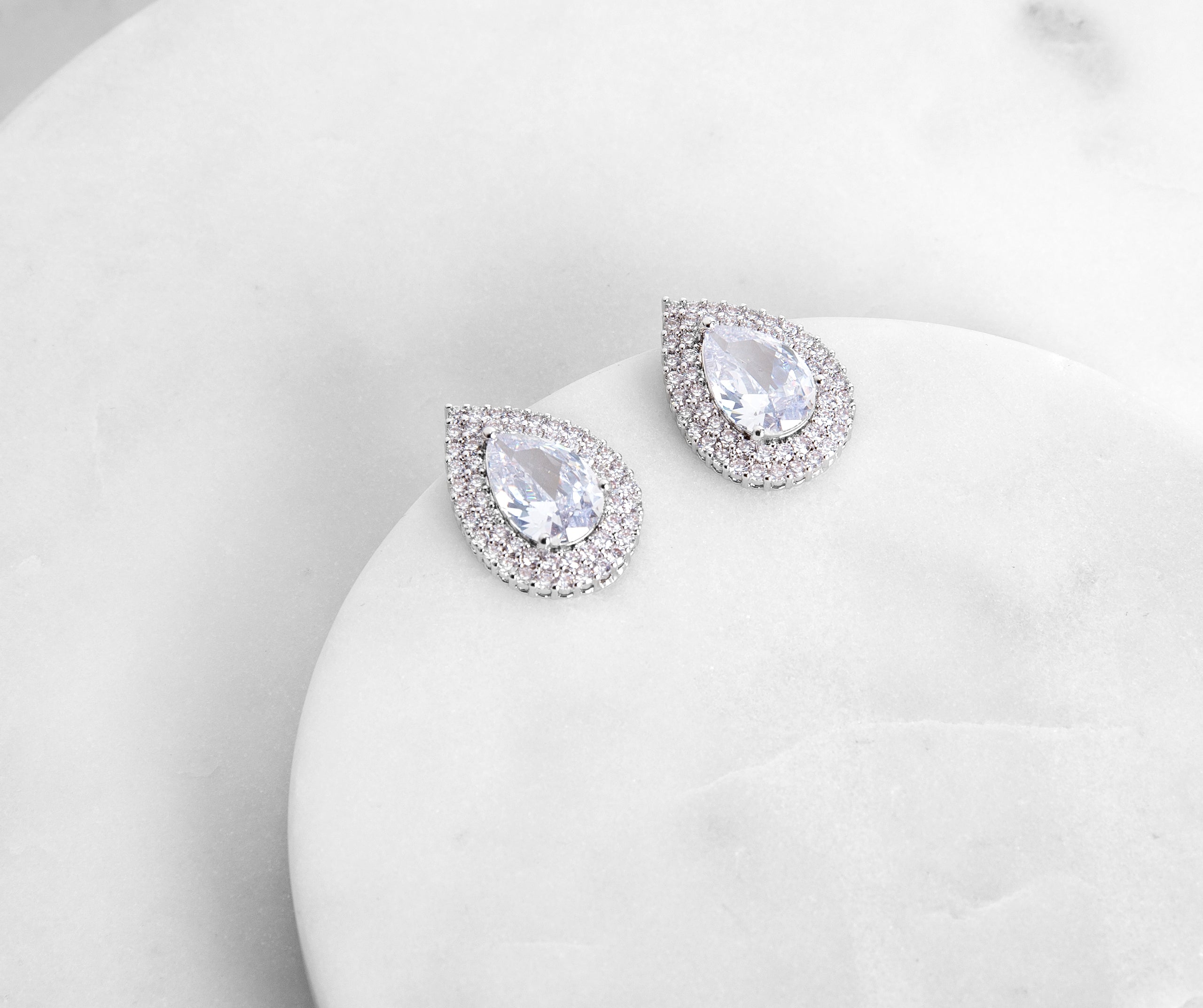 Cubic Zirconia Halo Studs