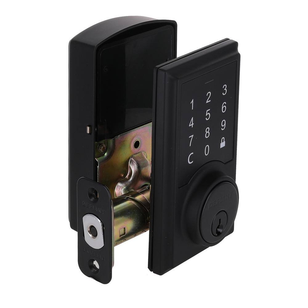 Defiant Square Matte Black Electronic Single Cylinder Touchpad Deadbolt 32GC2X9D01AA