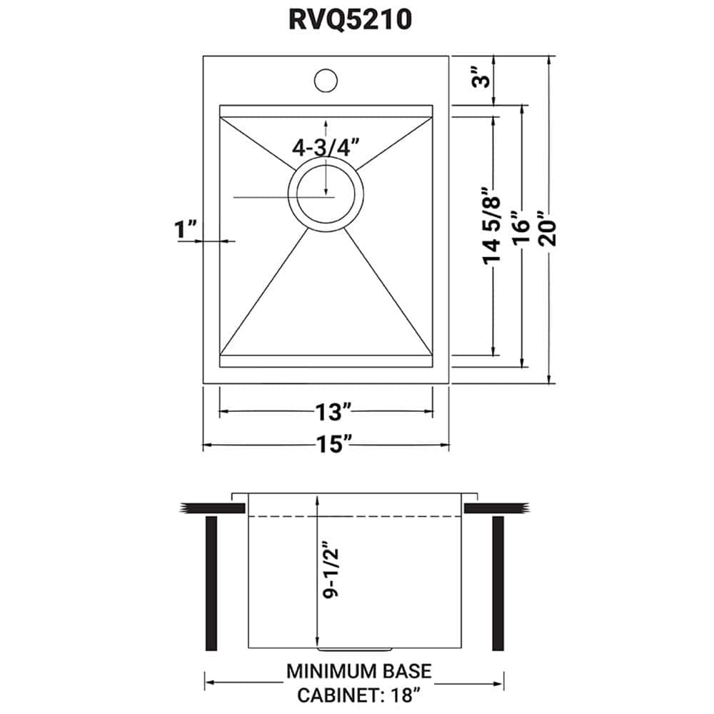 Ruvati 15 in. x 20 in. Single Bowl Workstation Drop-In Marine Grade Stainless Steel Outdoor Sink RVQ5210