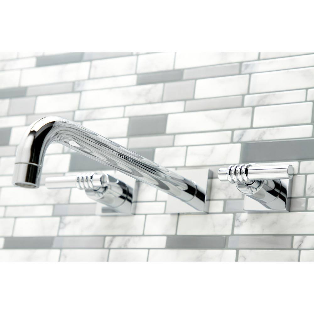 Kingston Brass Milano 2-Handle Wall Mount Roman Tub Faucet in Polished Chrome (Valve Included) HKS6051ML