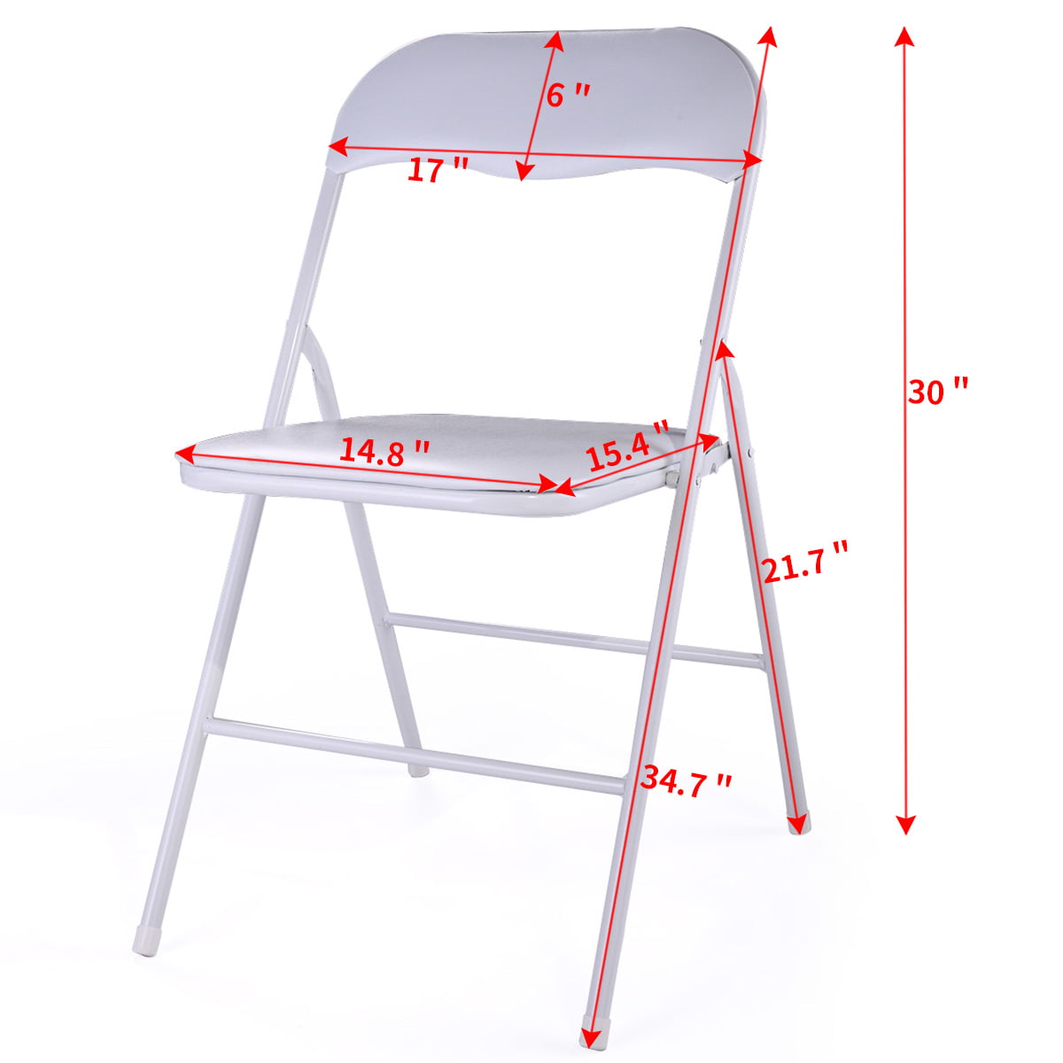 Jaxpety 5 Pack Commercial White Plastic Folding Chairs W/Soft Cushion Stack-able Wedding Party Event Chair