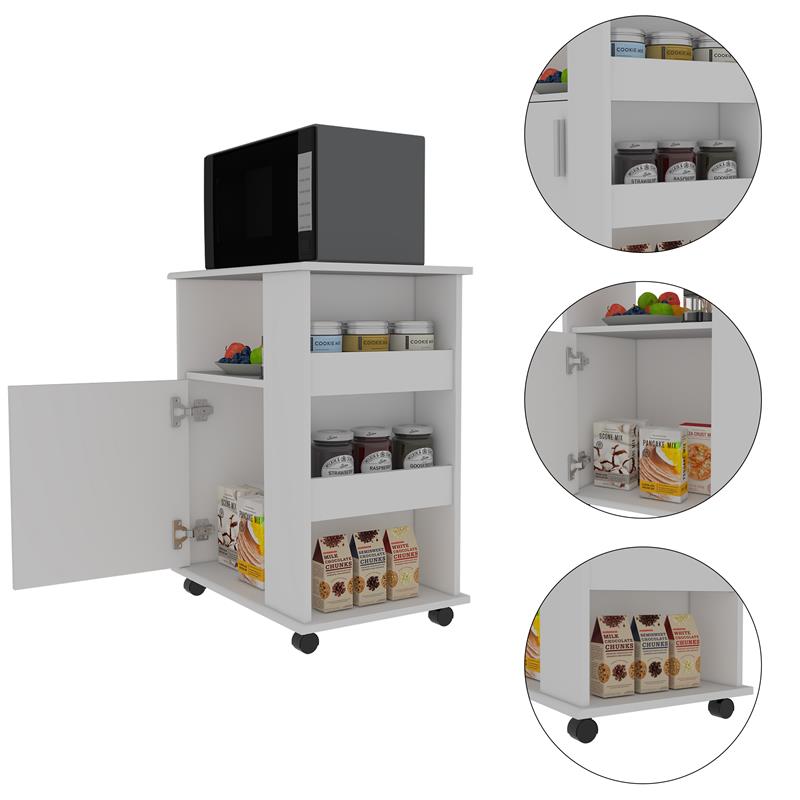 Home Square 2-Piece Set with Wall Cabinet and Kitchen Cart in White