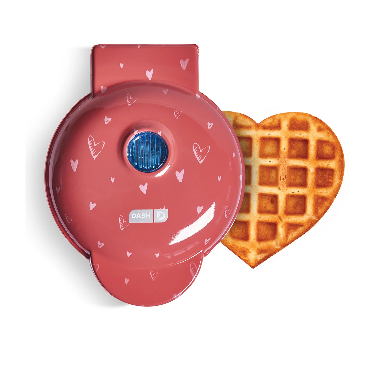 Dash Heart Miniature Waffle Maker with Heart Print Lid