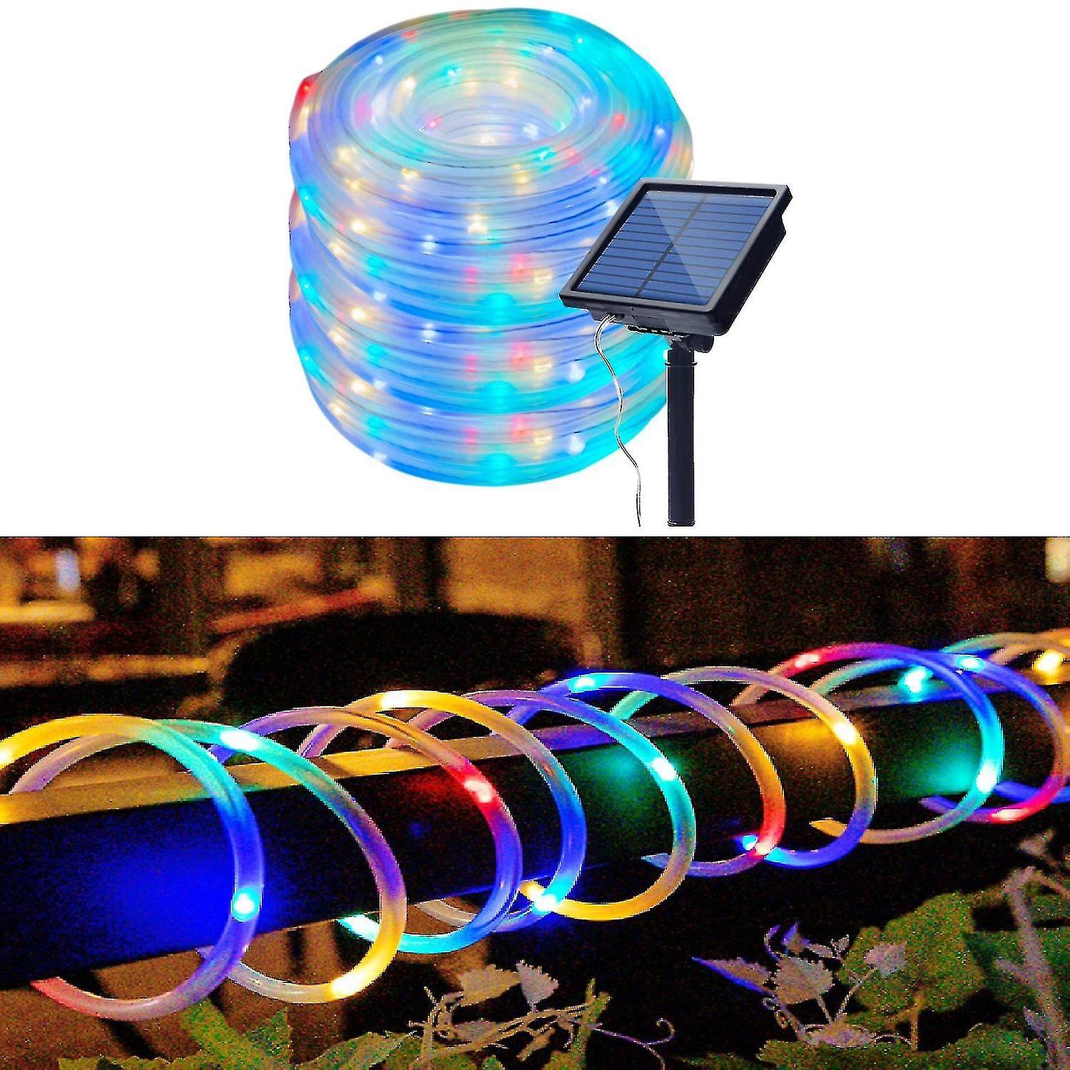 Led Strip Outdoor Solar Lights， Waterproof 100led 8 Mode Tape Tube Copper Wire Rope Solar Garland Li