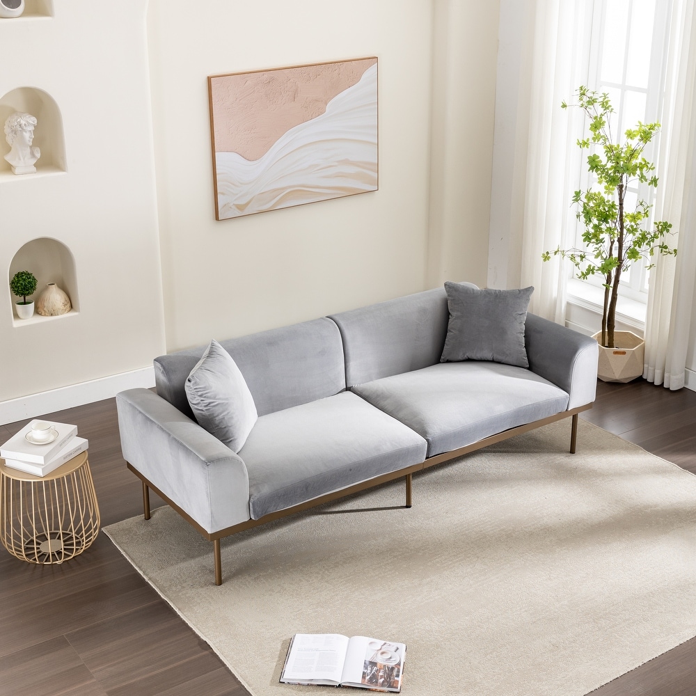 Modern Velvet Sofa with Metal Legs Loveseat Sofa Couch