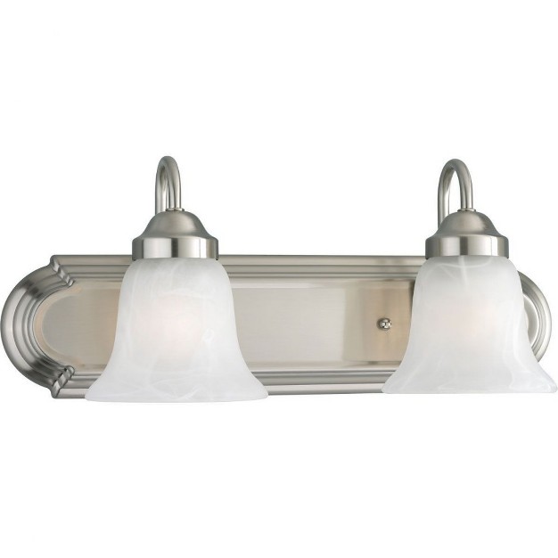 Progress Lighting Builder Collection 2 light Wall Light In Brushed Nickel With Alabaster Glass Shade