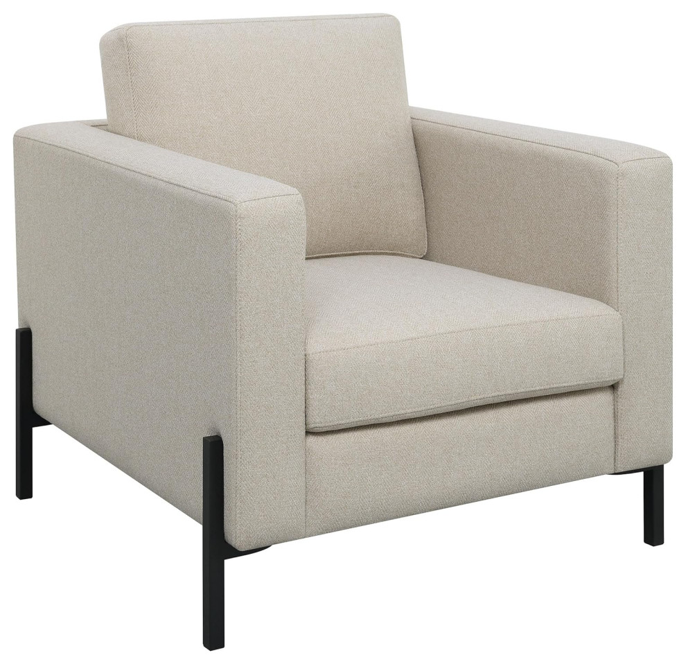 Modern Accent Chair  Black Metal Legs With Cushioned Polyester Seat   Modern   Armchairs And Accent Chairs   by Decor Love  Houzz