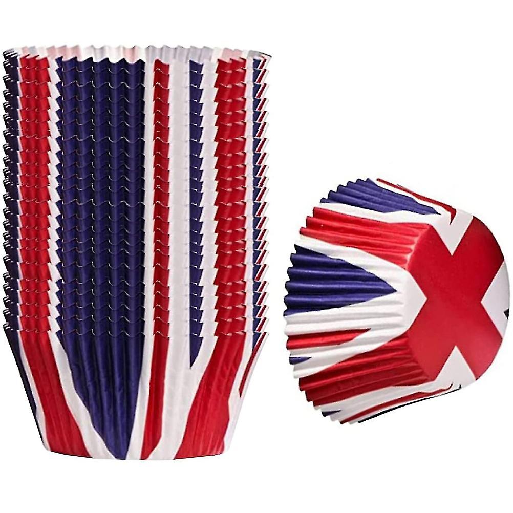 200Pcs Union Jack Mini Paper Baking Cups Cupcake Liners Cupcake Wrappers for Queen Platinum Jubilee Party Supplies Decorations