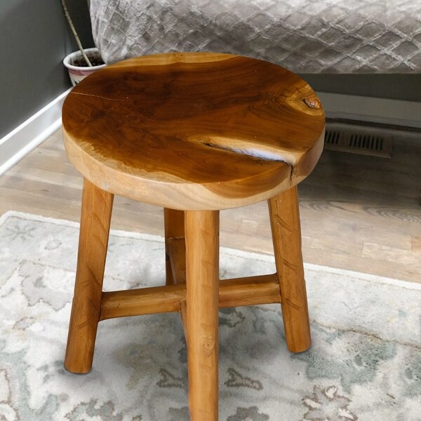 Greenage Teak Stool Side Table Handmade Natural Plant Stool