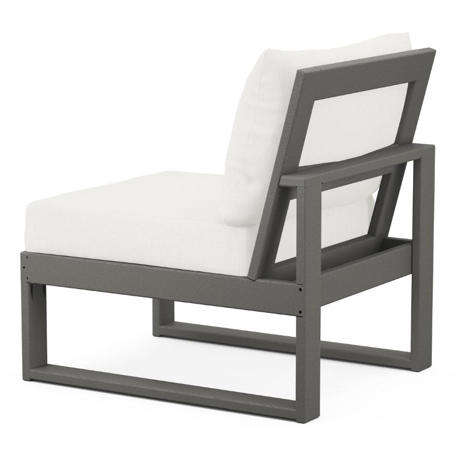 POLYWOOD Modular Armless Chair in Slate Grey / Natural Linen