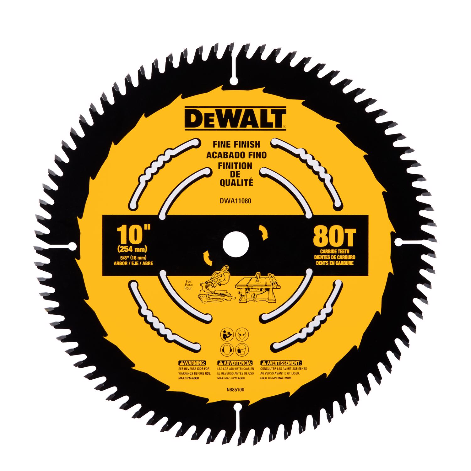 DW 10 in. D X 5/8 in. Carbide Tipped Circular Saw Blade 80 teeth 1 pc