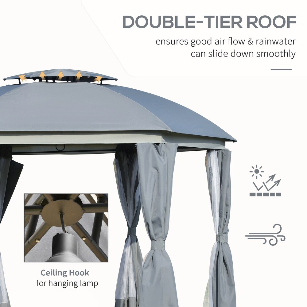 Outsunny Steel/ Fabric 12' Round 2 tier Outdoor Gazebo w/ Netting