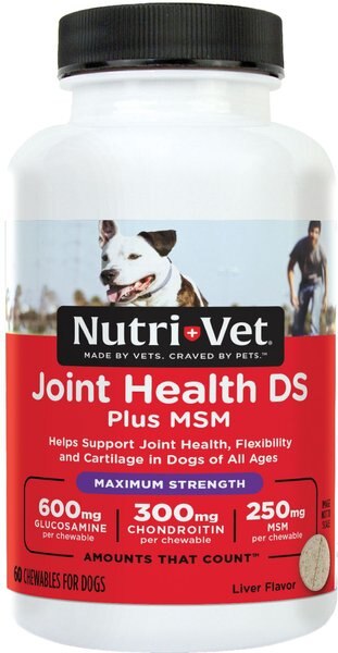 Nutri-Vet Joint Health DS Plus MSM Maximum Strength Chewable Tablets Joint Supplement for Dogs