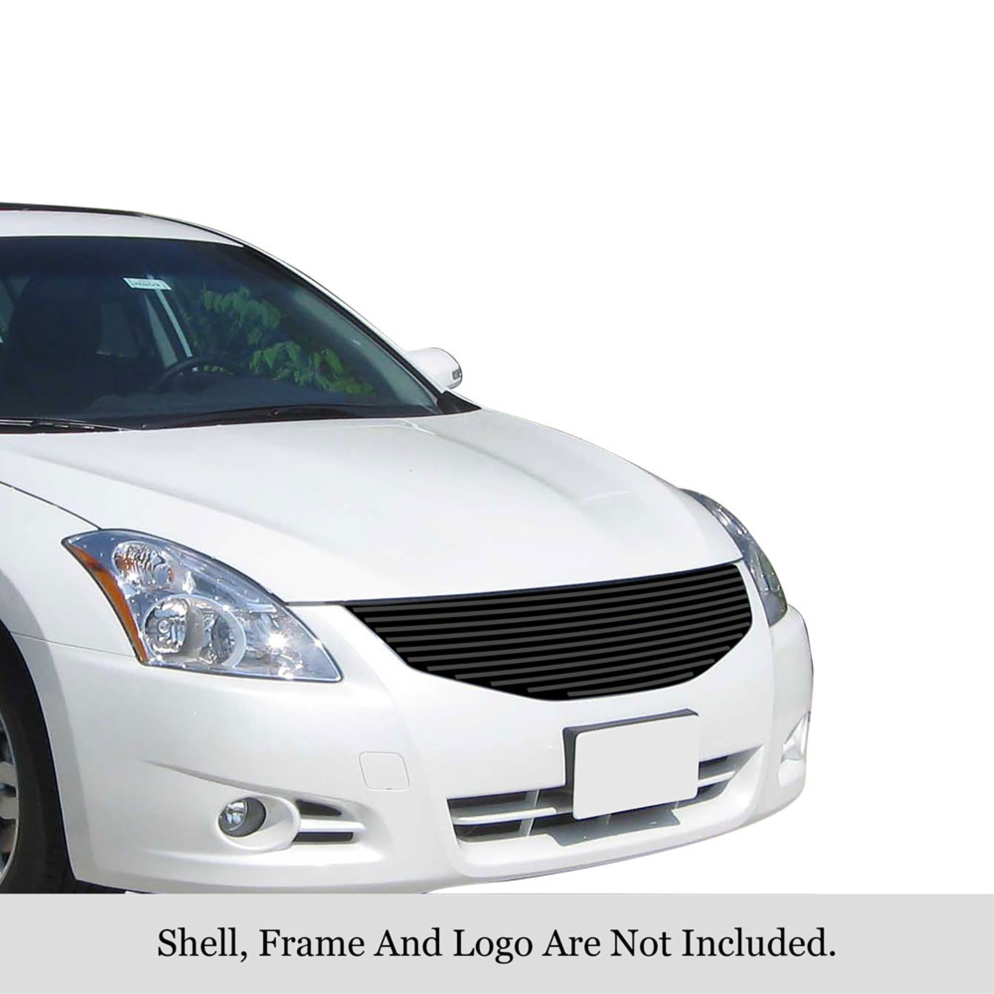 2010-2012 Nissan Altima Sedan Stainless Steel Black Powder Coated Finish 8X6 Horizontal Billet Black Stainless Steel Billet Grille