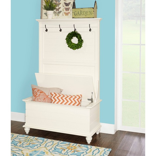 Gabriel Traditional Entryway 4 Double Hooks Storage Bench Hall Tree White Powell