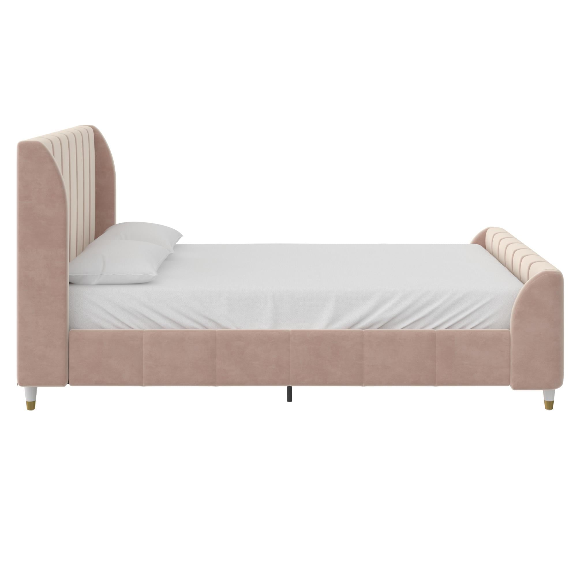 Little Seeds Valentina Kids' Full Upholstered Bed, Pink Velvet