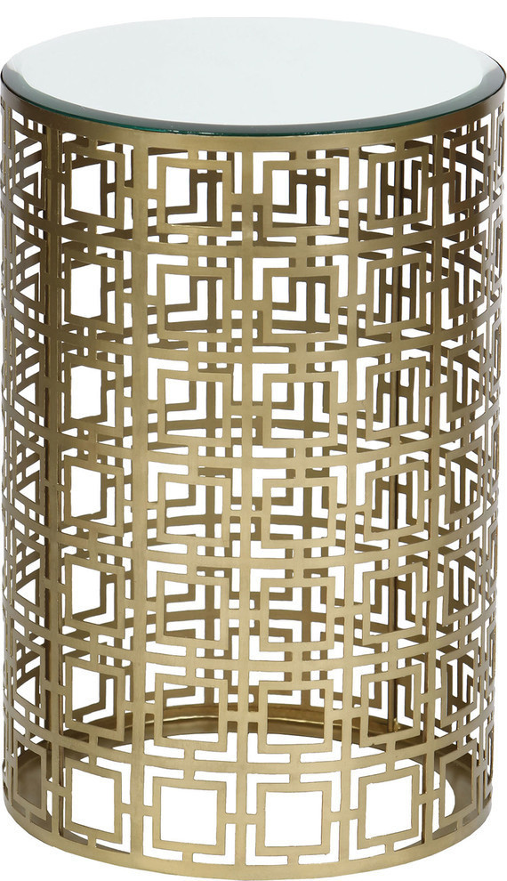 Round Aluminum Accent Table  Antique Brass Finish   Contemporary   Side Tables And End Tables   by Prima Design Source  Houzz