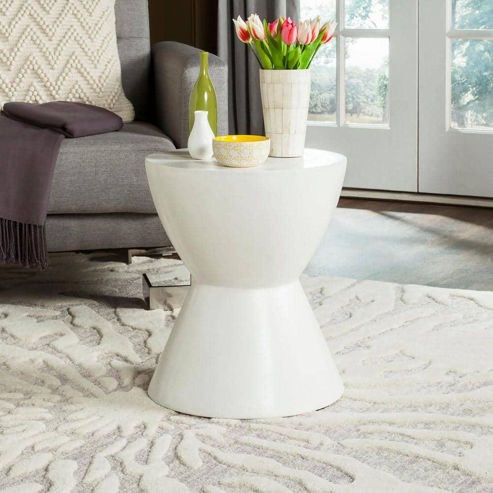 SAFAVIEH Athena Ivory Round Stone IndoorOutdoor Accent Table