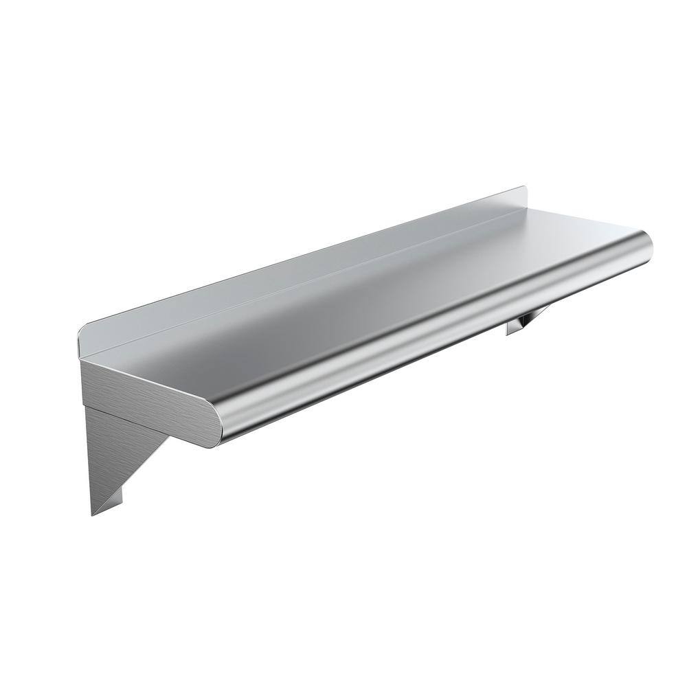 AMGOOD 8 in. x 24 in. Stainless Steel Wall Shelf. Kitchen Restaurant Garage Laundry Utility Room Metal Shelf with Brackets AMG WS-0824