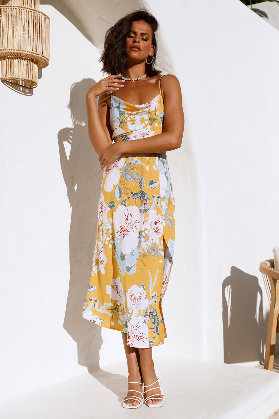 Blooming Tulips Midi Dress Yellow