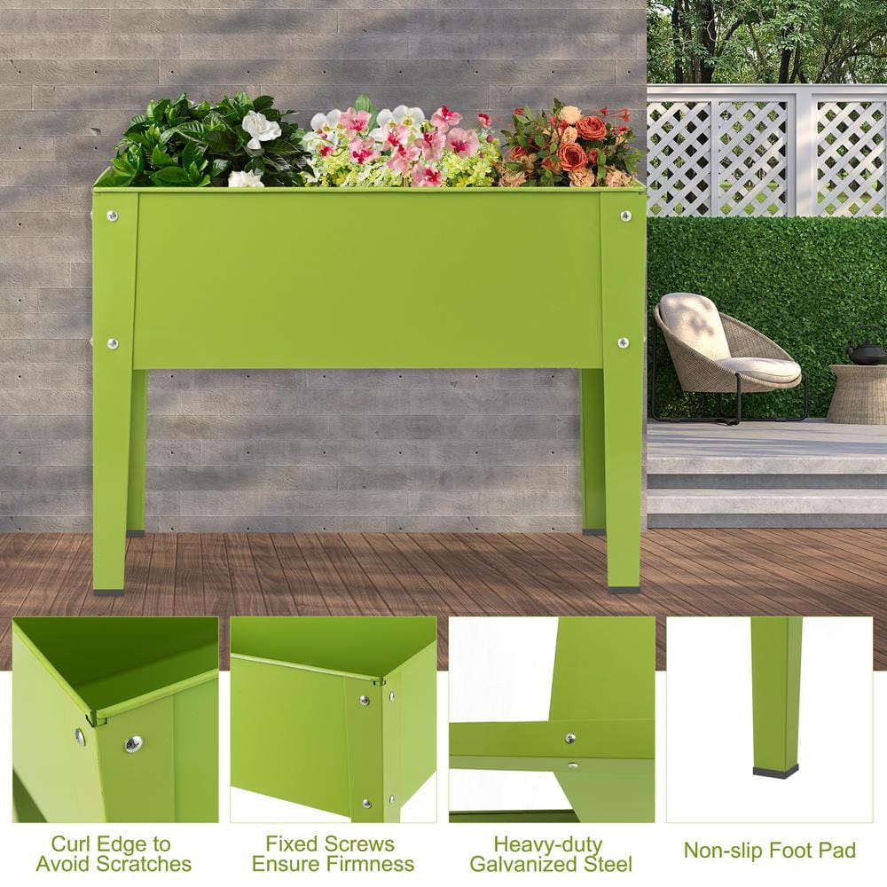 HONEY JOY 25 in. x13 in. x 18.0 in. Green Steel Outdoor Elevated Garden Plant Stand Raised Garden Bed with Legs IndoorandOutdoor TOPB005665