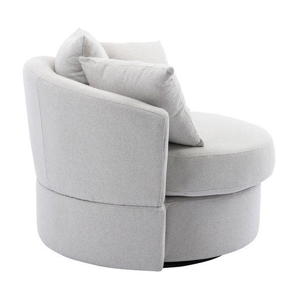 Modern Akili Swivel Barrel Chair Round Oversized Sofa Lounge Accent Chair with 3 Pillow for Living Room Bedroom Hotel Office