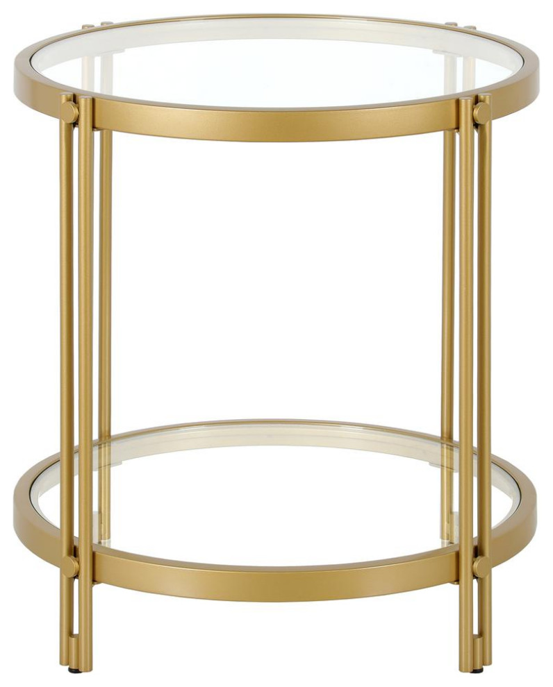 Inez 21  x27 x27Wide Round Side Table In Brass   Contemporary   Side Tables And End Tables   by BisonOffice  Houzz