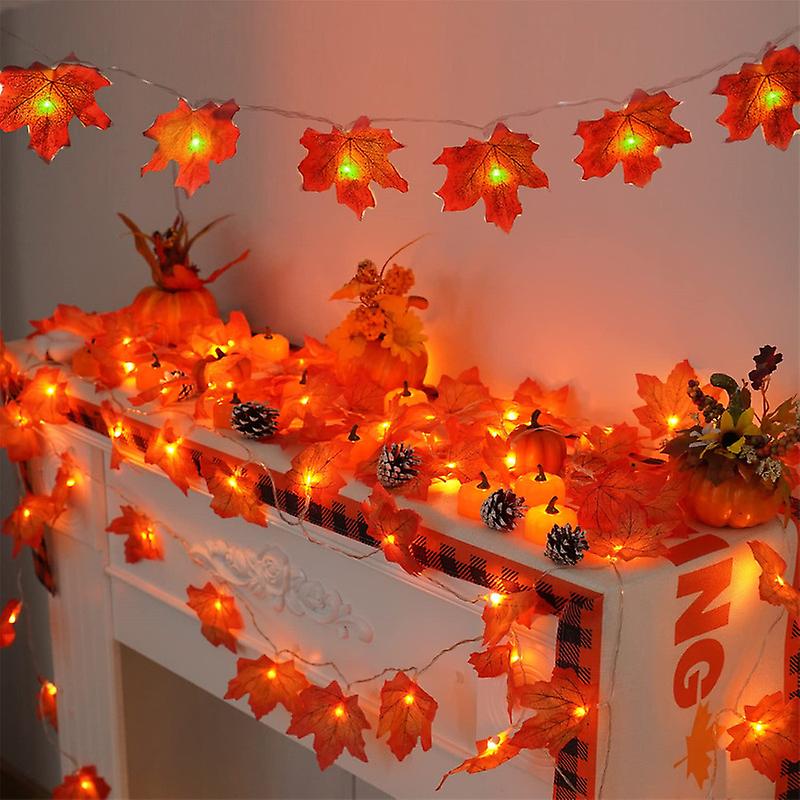 Maple Leaves Fall Garland Lights Thanksgiving Halloween Decor Fall Lights Decor for Indoor Outdoor Holiday Autumn Home Party Harvest Decor