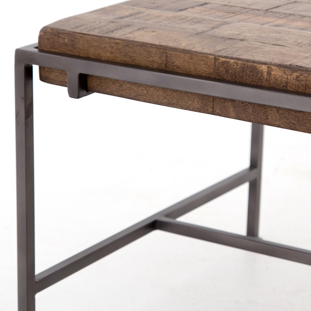 Modern Industrial Iron Frame Slab Wood Top Coffee Table 45 quot  Industrial   Coffee Tables   by Zin Home  Houzz