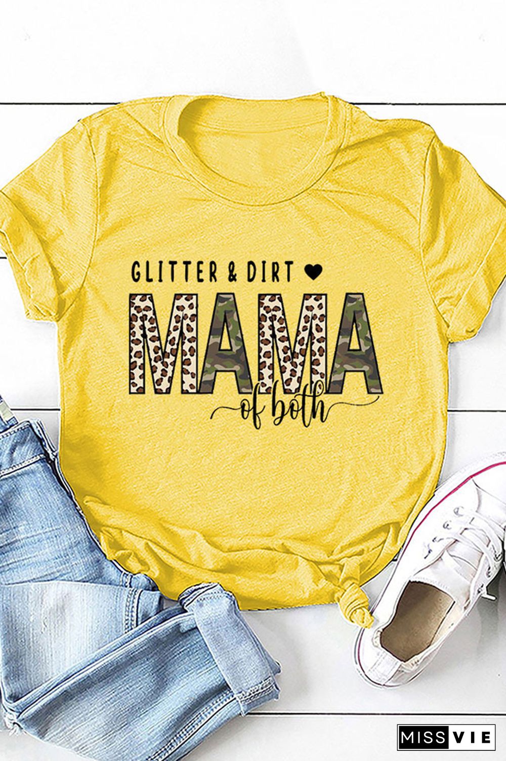 MAMA Print Graphic Tees for Women Wholesale Short Sleeve T shirts Top