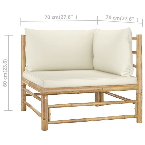 4 Piece Patio Lounge Set with Cream White Cushions Bamboo - Overstock - 36226040