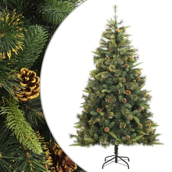 vidaXL Christmas Tree Outdoor Artificial Hinged Christmas Tree with Cones